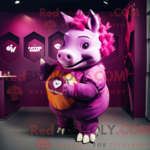 Magenta Rhinoceros maskot...