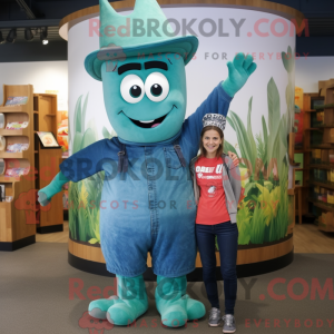Teal Beanstalk mascot...