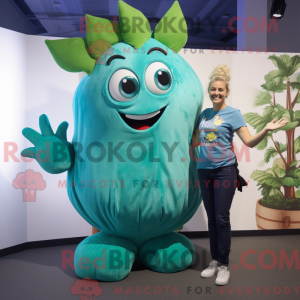 Teal Beanstalk mascot...
