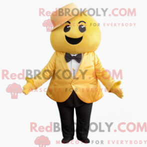 Máscara Gold Melon com características drásticas com um jakke e sløyfe - Mascotes de melão - REBROKO_336685 - RedBrokoly.com