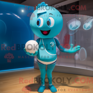Cyaan Volleybalbal mascotte...