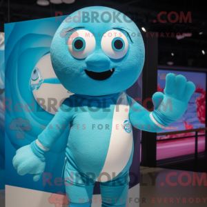 Cyan Volleyball Ball mascot...