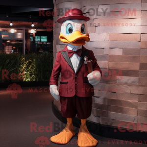 Maroon Duck maskot kostume...