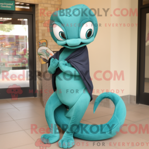 Teal Snake mascot costume...