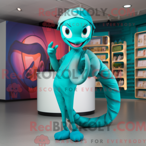 Teal Snake-mascottekostuum...
