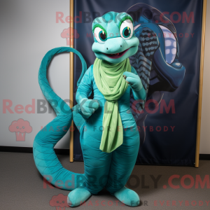 Teal Snake-mascottekostuum...