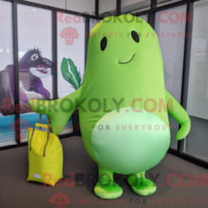Fantasia de mascote narval verde limão com vestido envelope e sacolas - Mascotes narval - REBROKO_336809 - RedBrokoly.com