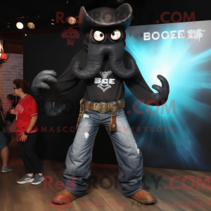 Sort Kraken maskot kostume...