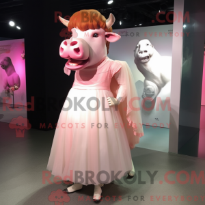 Rosa bison-maskotdraktfigur...