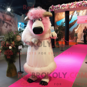 Rosa bison-maskotdraktfigur...