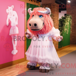 Pink Bison maskot kostume...