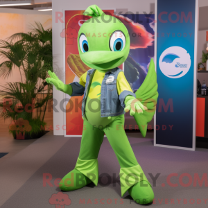 Lime Green Dolphin mascot...