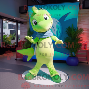 Lime Green Dolphin mascot...
