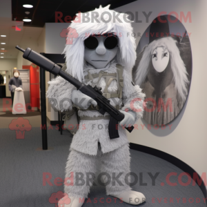 Grå Sniper-maskotdraktfigur...
