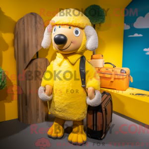 Yellow Sheep mascot costume...
