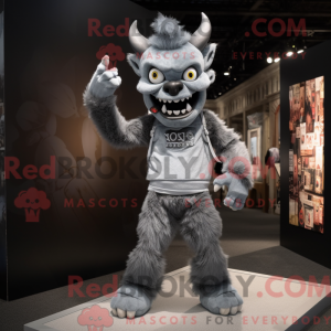 Grå Demon maskot kostyme...
