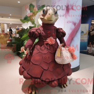 Maroon havskildpadde maskot...