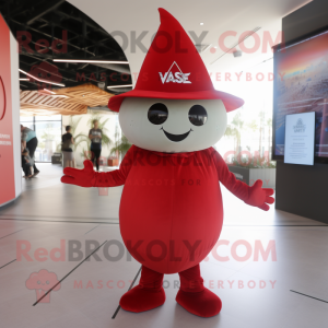 Red Ray mascot costume character dressed with a V-Neck Tee and Hats