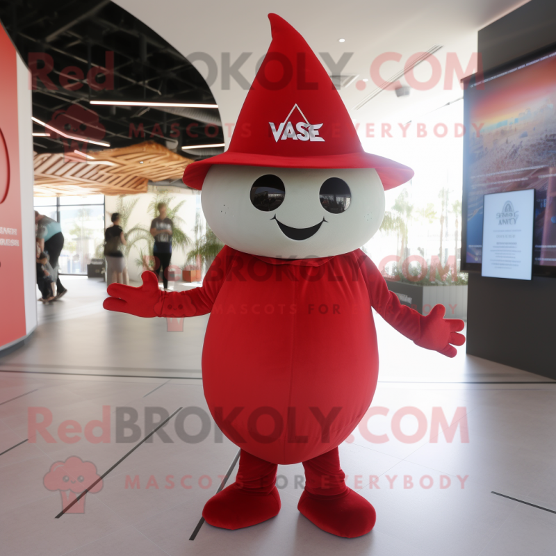 Red Ray mascot costume character dressed with a V-Neck Tee and Hats Red Ray mascot costume character dressed with a V-Neck Tee and Hats