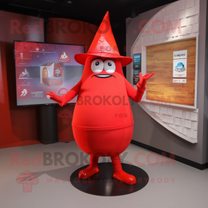 Red Ray mascot costume character dressed with a V-Neck Tee and Hats