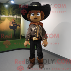Sort Cowboy maskot kostume...