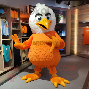 Orange Eagle mascot costume character dressed with a Capri Pants and Cummerbunds