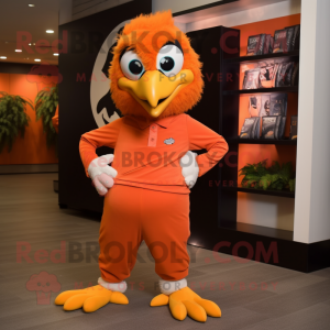 Orange Eagle mascot costume character dressed with a Capri Pants and Cummerbunds