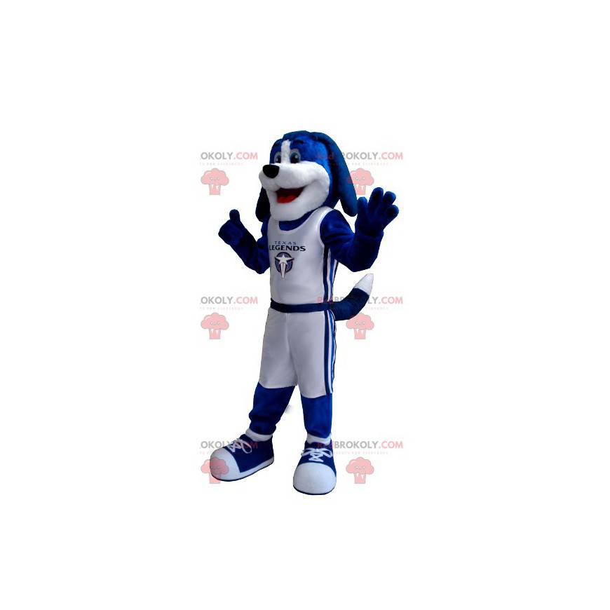 Mascotte de chien bleu et blanc - Redbrokoly.com