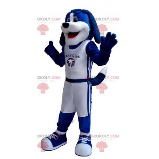 Mascotte de chien bleu et blanc - Redbrokoly.com