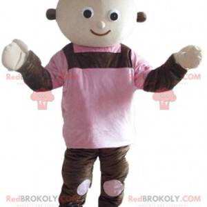 Kæmpe brun og lyserød dukkemaskot - Redbrokoly.com