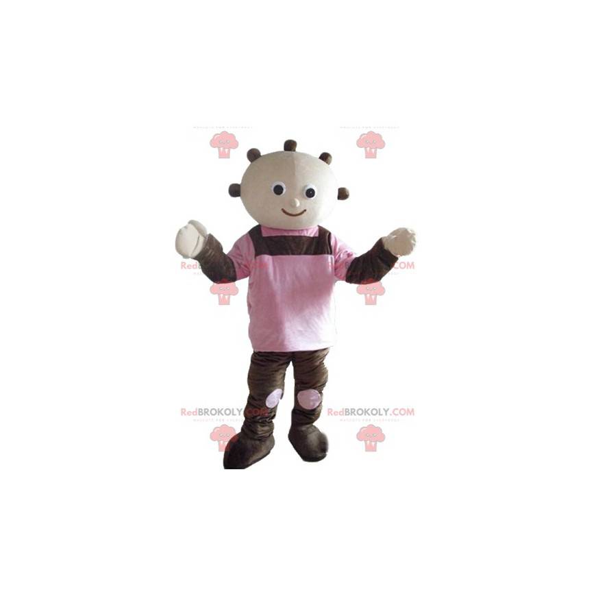 Mascote gigante boneca marrom e rosa - Redbrokoly.com