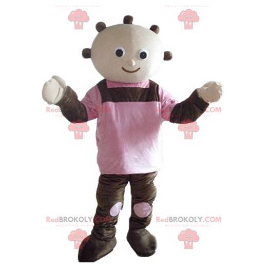 Mascote gigante boneca marrom e rosa - Redbrokoly.com