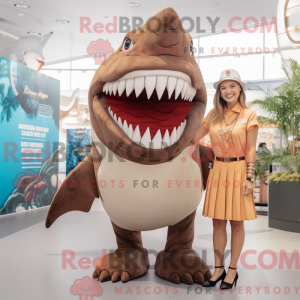 Brun Shark maskot kostume...