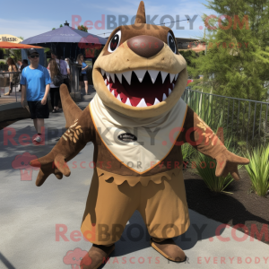 Brown Shark-mascottekostuum...
