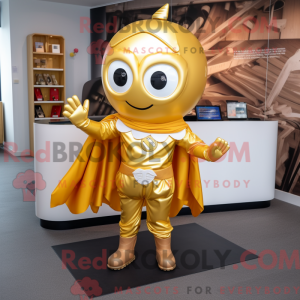 Gold Superhero mascot...