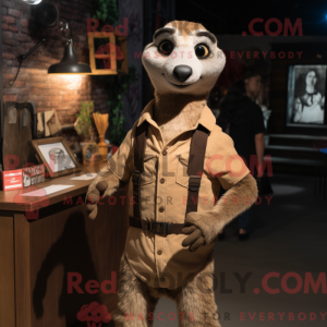 Tan Meerkat maskot kostume...