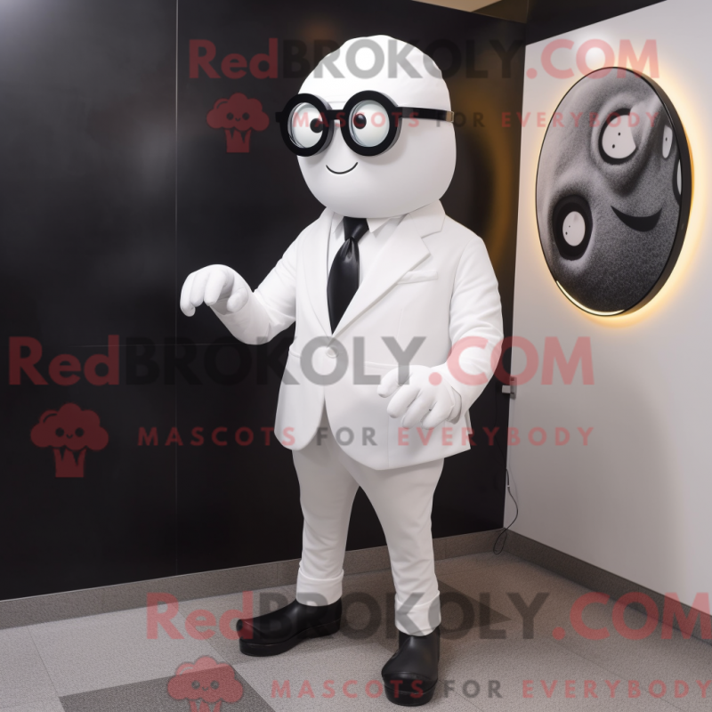 Fantasia de mascote de Ciclope branco com terno e óculos - Mascotes do ciclope - REBROKO_337315 - RedBrokoly.com