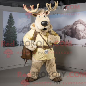 Fantasia de mascote de alce bege com parca e cintos - Alces mascotes - REBROKO_337353 - RedBrokoly.com