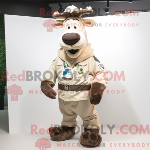 Fantasia de mascote de alce bege com parca e cintos - Alces mascotes - REBROKO_337355 - RedBrokoly.com