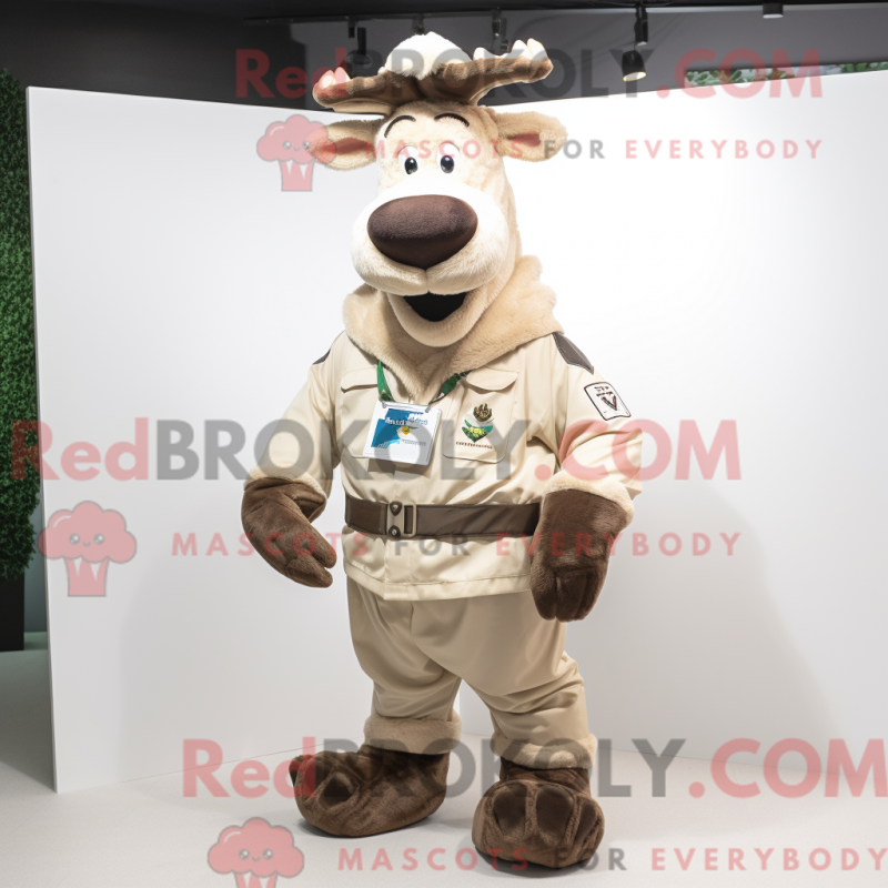 Fantasia de mascote de alce bege com parca e cintos - Alces mascotes - REBROKO_337355 - RedBrokoly.com