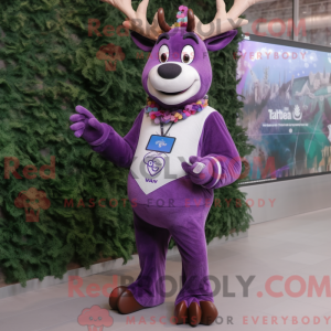 Paarse Elk-mascottekostuum...