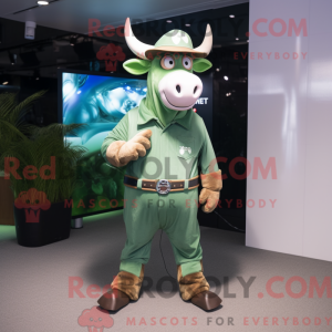 Grønn Zebu-maskotdraktfigur...