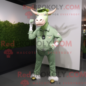 Grønn Zebu-maskotdraktfigur...