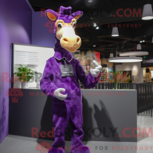 Lilla giraf maskot kostume...