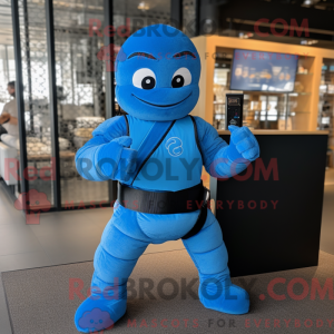 Blå Ninja-maskotdraktfigure...
