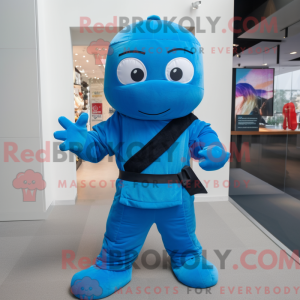 Blå Ninja-maskotdraktfigur...
