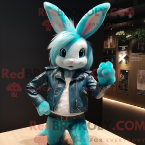 Cyan Wild Rabbit maskot...