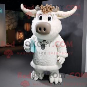 Hvid Minotaur maskot...