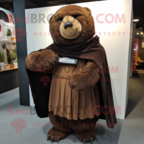Brown Guinness mascot costume character dressed with a Corduroy Pants and Shawls