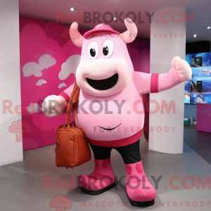 Pink Steak maskot kostume...